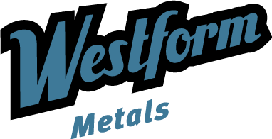 A blue and black logo for westform metals