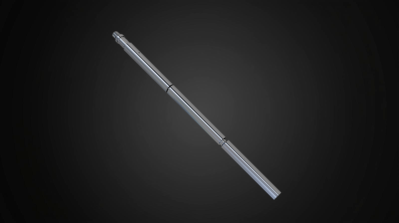 Silver AR-15 rifle barrel on a dark gray background.