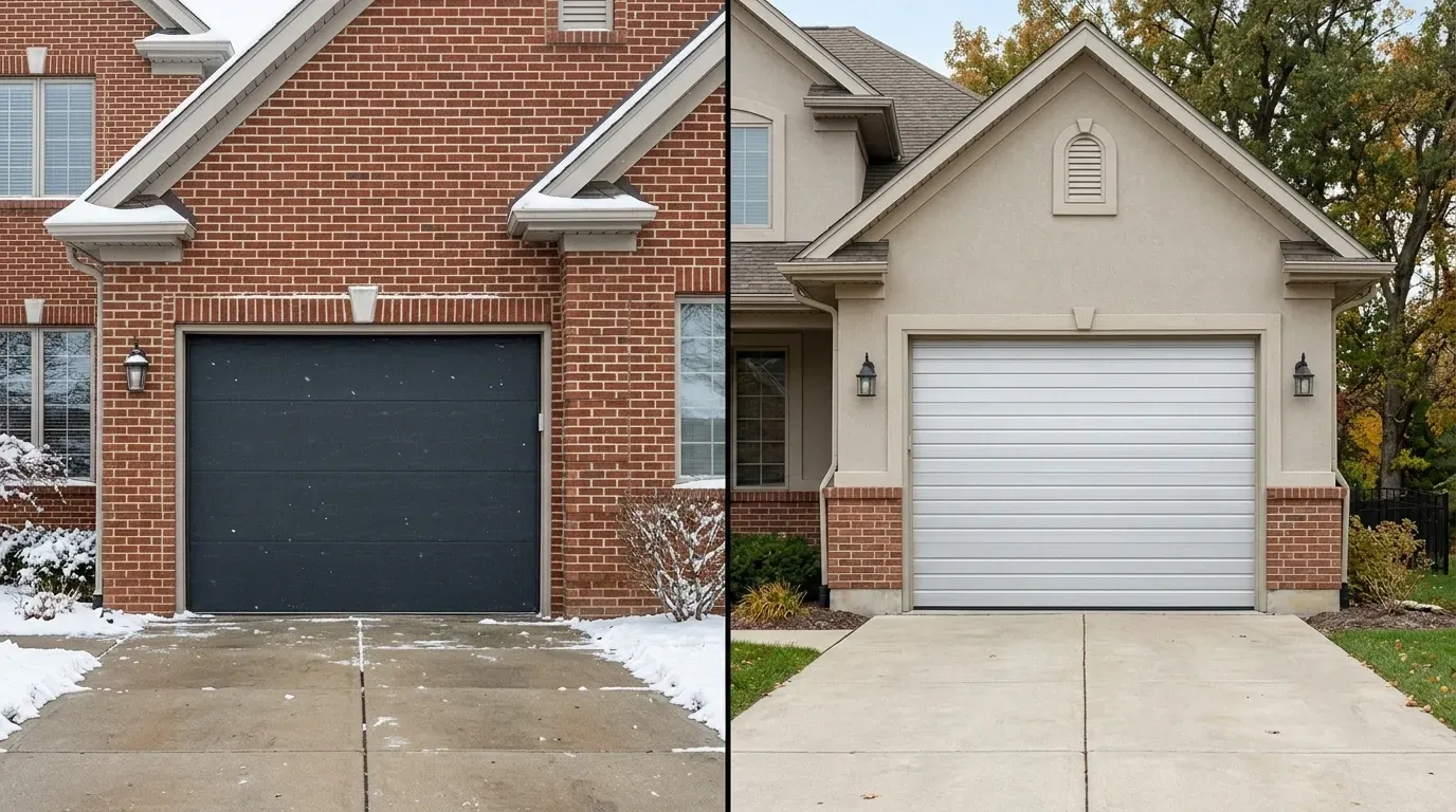 Insulated vs non-insulated garage door comparison on American homes