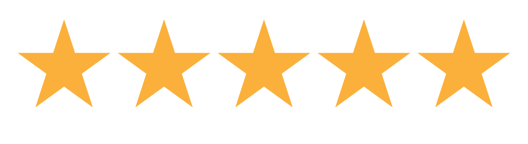 Five orange stars in a row on a white background