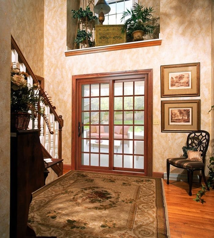 wooden patio sliding door