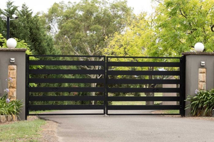 black security gate with opener