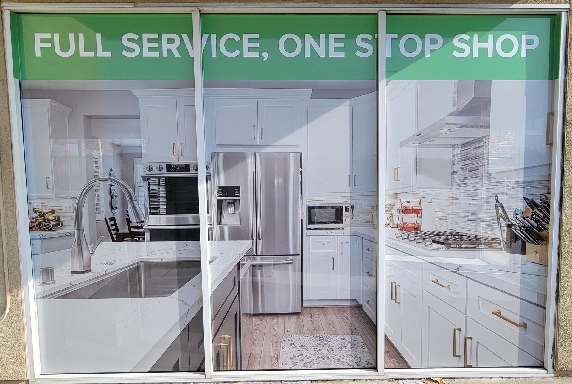 Kitchen showroom window with 