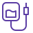 A purple icon of a charger with a cord attached to it.