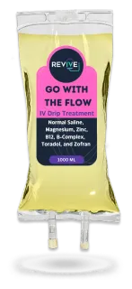 A bag of revive go with the flow drip treatment