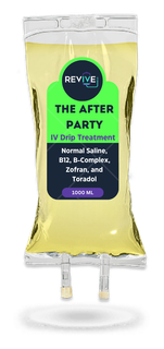 A bag of revive migraine minimizer iv drip treatment
