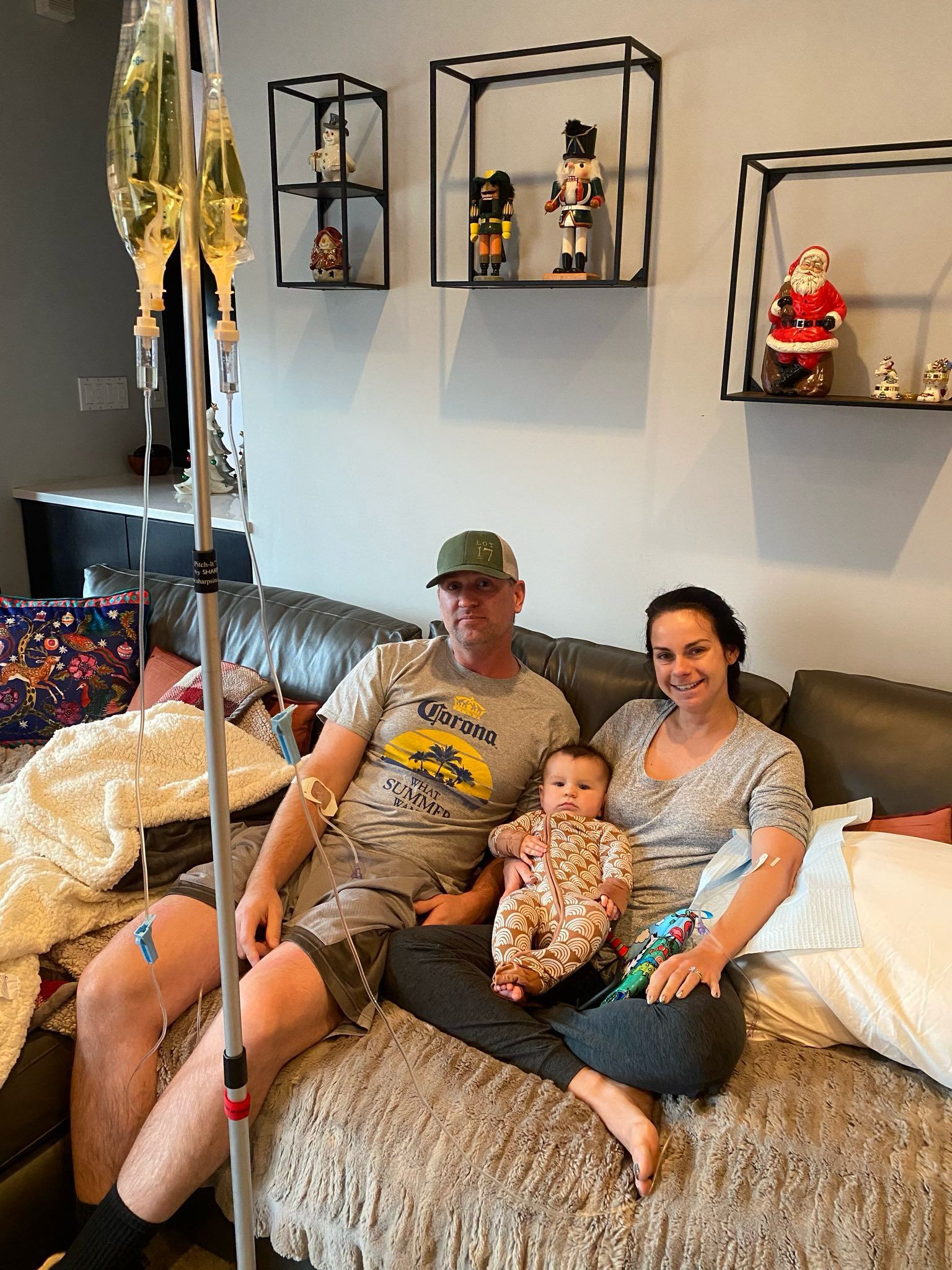 Client receiving in-home IV therapy