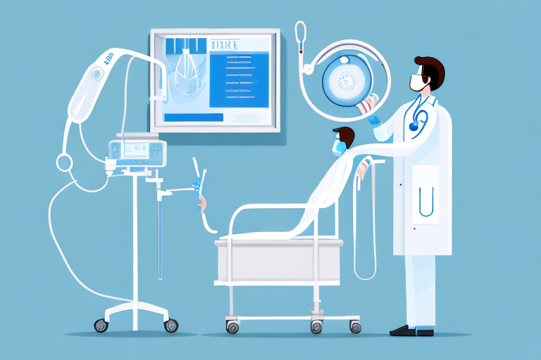 A doctor is examining a patient in an intensive care unit.