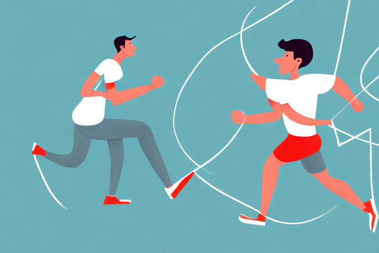 A man is jumping a jump rope while another man is running.
