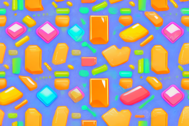 A seamless pattern of colorful candy on a blue background.