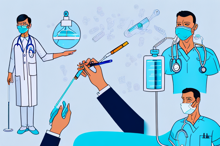 A doctor is wearing a mask and holding a syringe.
