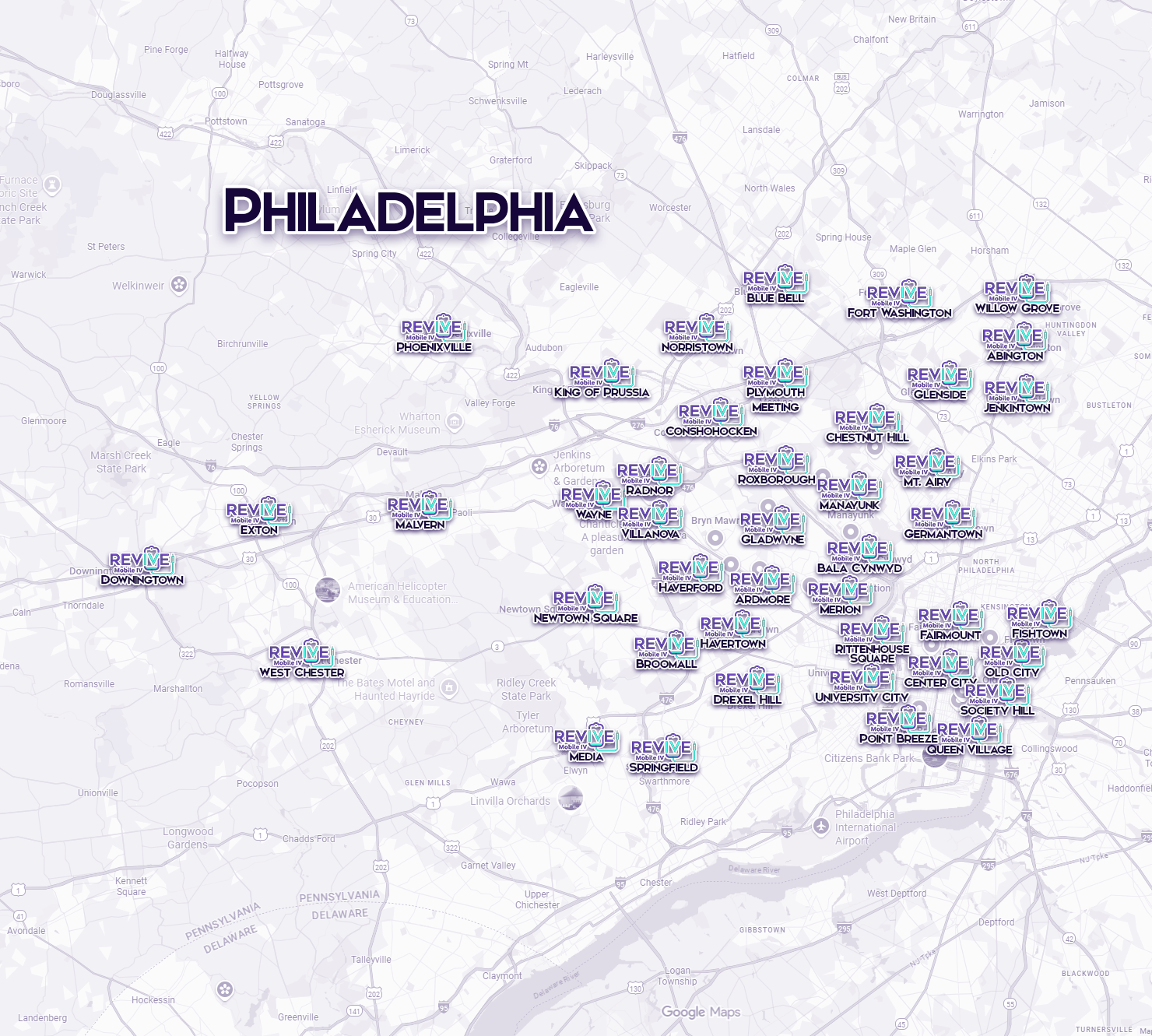 Philadelphia service area map