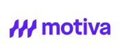 Logotipo roxo da Motiva com marca estilizada e logotipo nominativo em fundo branco.