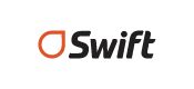 Logotipo da Swift em preto e laranja sobre fundo branco