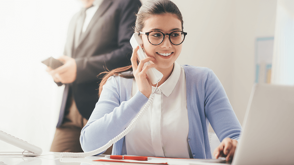 employee working on cold calling and sales