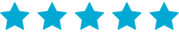 Five blue stars are lined up in a row on a white background.