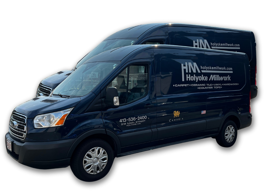 A black van with the word hm on it