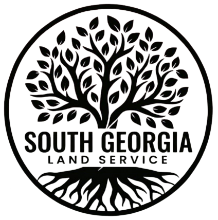 South Georgia Land Service logo with a black tree and roots in a circular design