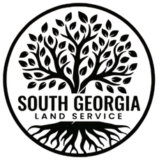 South Georgia Land Service logo with a black tree and roots in a circular design