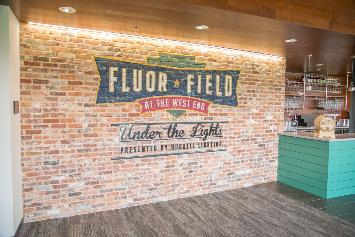 restaurant with brick wall design