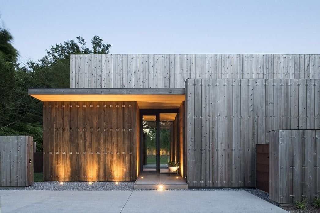 house with reclaimed wood wall