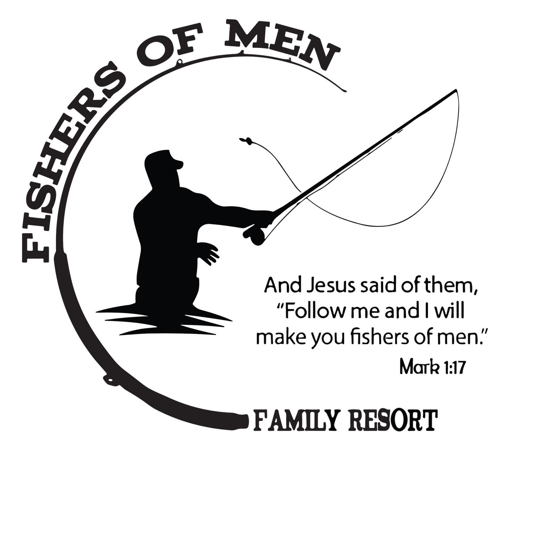 A logo for fishers of men family resort