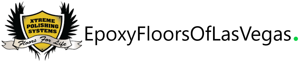 EpoxyFloorsOfLasVegas logo with a gold emblem and black text on a white background