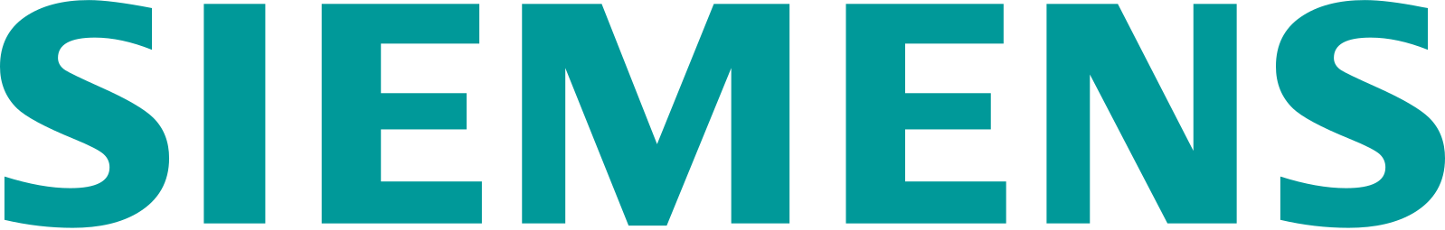 Le mot « SIEMENS » en lettres bleu sarcelle.