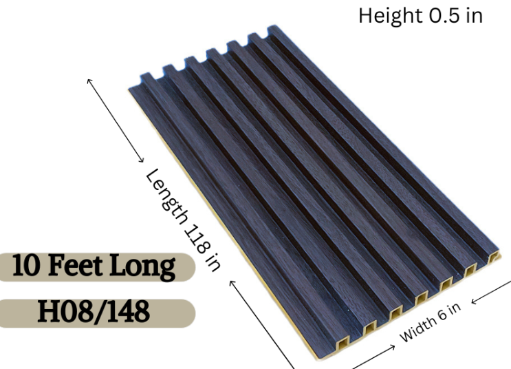 H08 Lucky 5 black fluted wall panel