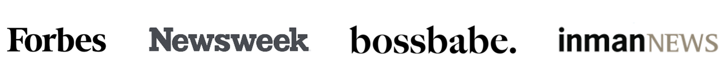 Forbes, Newsweek, bossbabe., and Inman news logos in a horizontal row