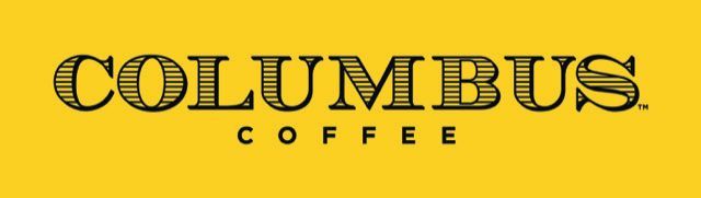 Columbus Coffee logo in black on a yellow background