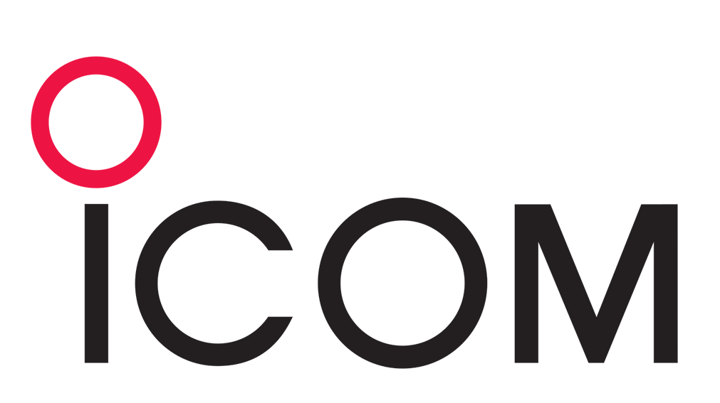 The icom logo is black and red on a white background.