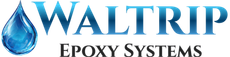 Waltrip Epoxy Systems logo with blue droplet and blue text on white background
