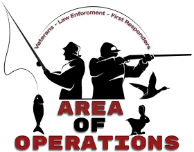 A logo for the area of operations shows two men fishing and hunting