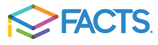 a colorful logo for facts with a blue background