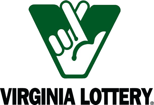 Virginia Lottery logo: Green V with fingers crossed.  
