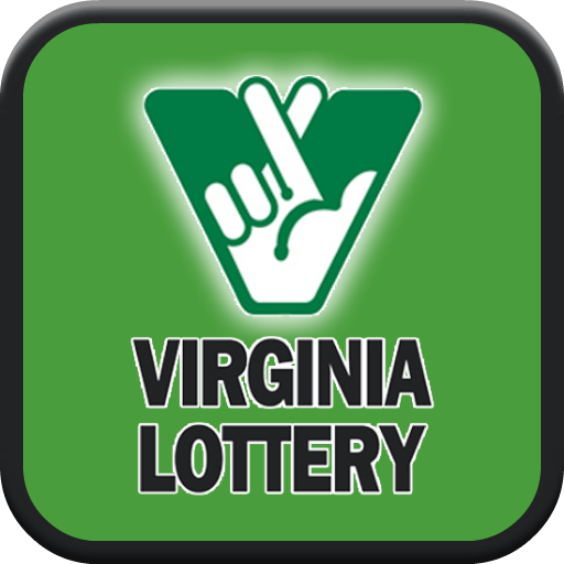 Virginia Lottery logo: White hand with crossed fingers inside a green triangle, 
