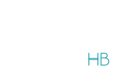 Teal “HB” initials on a white background