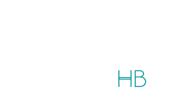 Teal “HB” initials on a white background