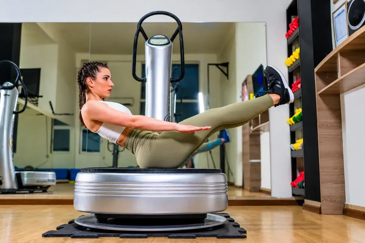Two women doing Pilates side plank exercises on reformers in a bright studio