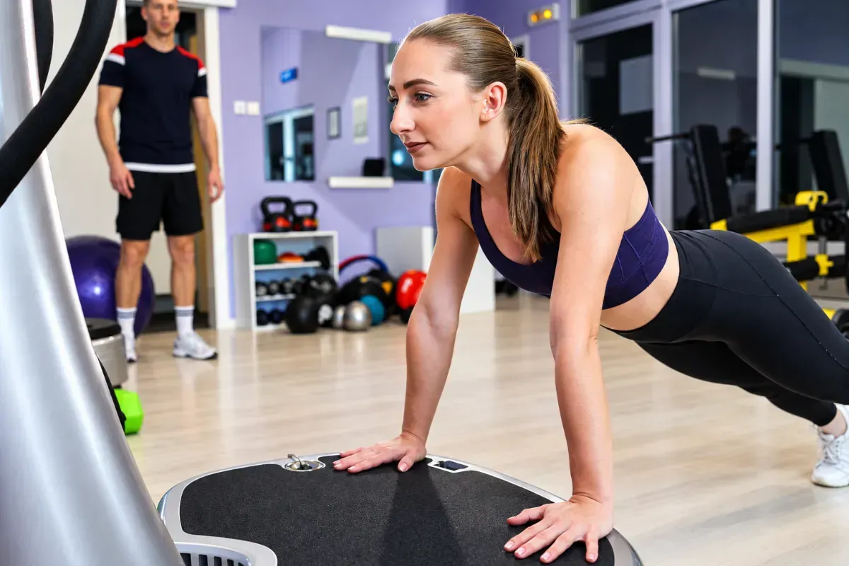 Woman smiling during Pilates on a reformer in a studio