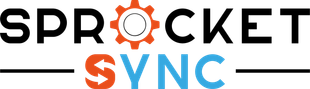 Sprocket Sync A logo for sprocket sync with a gear in the middle.