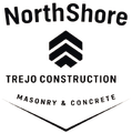 Black logo for NorthShore Trejo Construction featuring chevron-style house icon above 