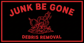 Black sign with red text: