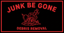 Black sign with red text: