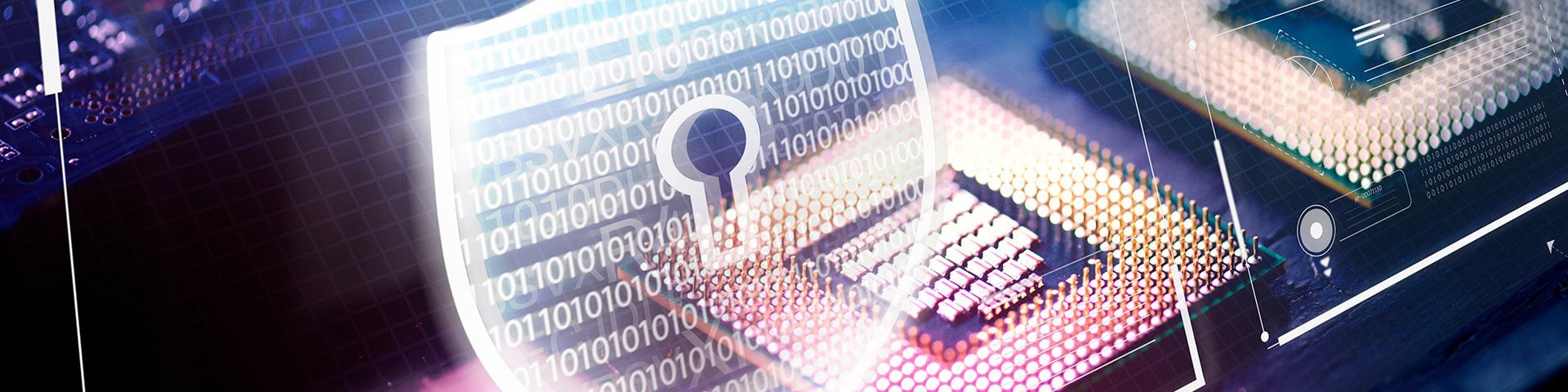 A close up of a computer chip with a key on it