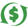 A dollar sign in a green circle with two arrows around it.