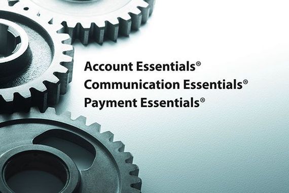 A picture of gears that says account essentials communication essentials payment essentials