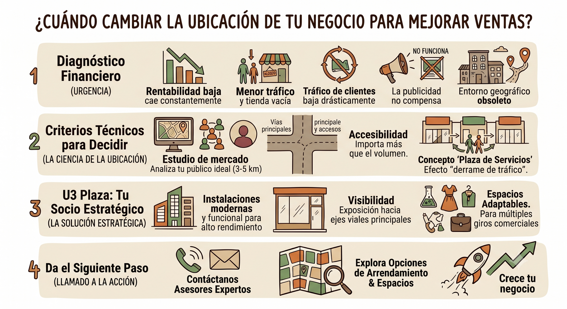 ¿Cuándo cambiar la ubicación de un negocio? Infografía que explica cuándo es necesario cambiar la ubicación de un negocio.
