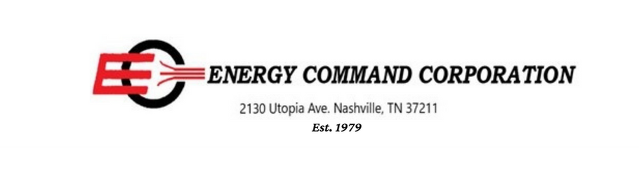 Energy Command Corporation logo with red and black emblem and address text on white background